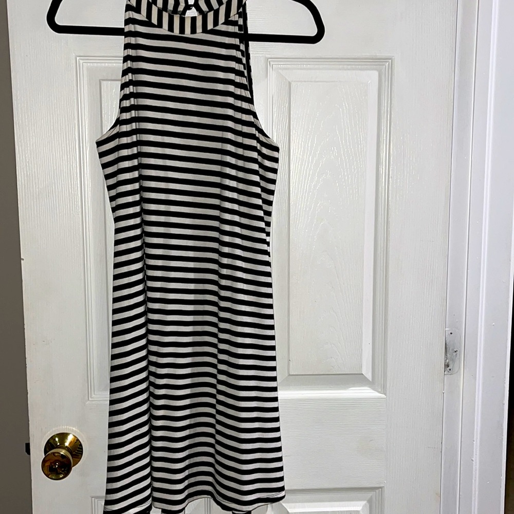 Express black and white stripe dress